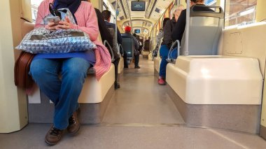 Eskişehir - 03 Nisan 2017: Eskişehir tramvay yolcu