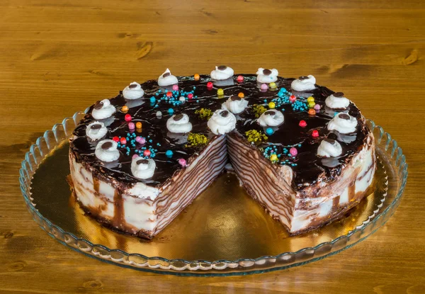 ミルクレープ、スライス"千層ケーキ" — ストック写真