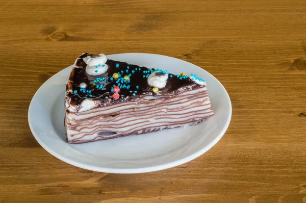 ミルクレープのスライス、「千層ケーキ" — ストック写真