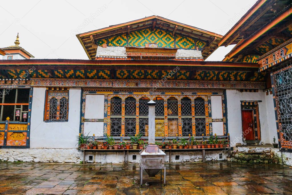 Inner view of Trongsa Dzong, one of the oldest Dzongs in Bumthang, Bhutan.