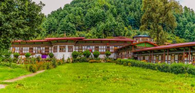 Geleneksel Bhutan tapınak mimarisi Bhutan. 