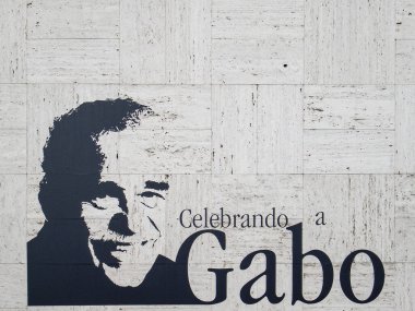 Cebrail Garcia Marquez 'in halk kütüphanesindeki ve kültür merkezinin duvarındaki portresi