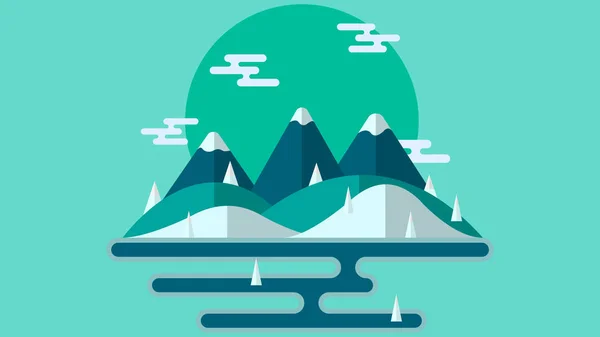 Yaz manzara. Web afiş ve basılı materyaller için kavram. Vektör düz çizim.