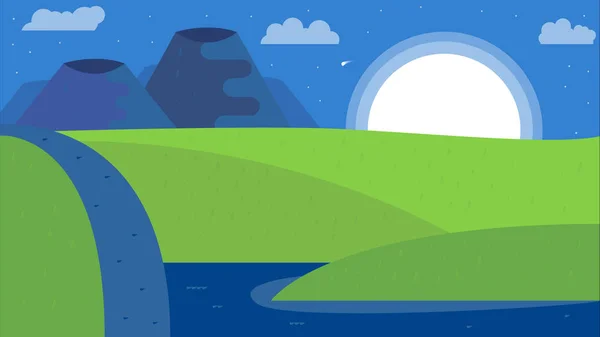 Doğa manzara arka plan, cuted düz tasarım.