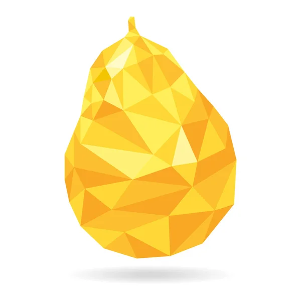 Düşük Poli armut simgesi. Sarı işareti, izole beyaz arka plan. Doğa, taze sembolü. Üçgen poligon nesne.