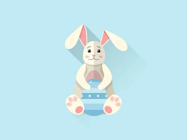 Paskalya tatili modern tarzı tasarım vektör kutlama dekorasyon kartpostal boş arka plan şablonu düz. Boyalı yumurta ve bunny tavşan dekoratif öğeler nesneleri.