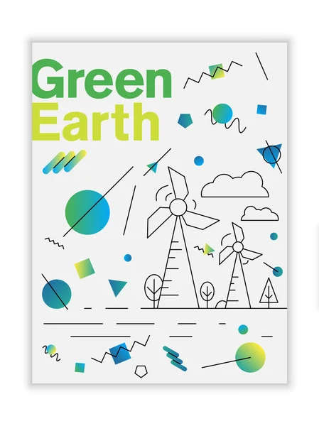 Dünya gün broşür ya da poster vektör şablonu. Gezegen lineer tarzda.