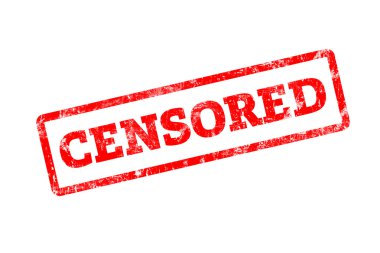 beyaz üzerinde izole sansürlü yazıt ile kırmızı damga