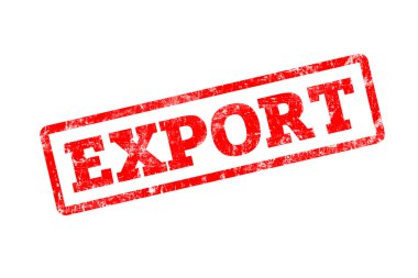 beyaz üzerinde izole Ihracat yazıt ile kırmızı damga