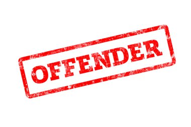 Suçlu yazıt üzerinde beyaz izole kırmızı pul