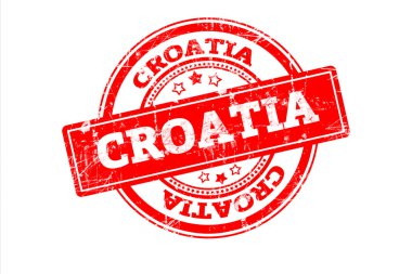 Hırvatistan yazıt üzerinde beyaz izole kırmızı pul