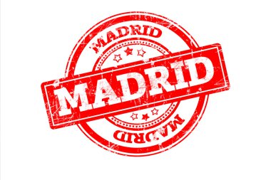 Madrid yazıt üzerinde beyaz izole kırmızı pul
