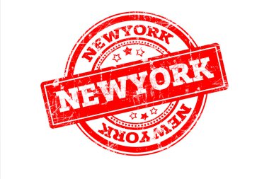 New York yazıt üzerinde beyaz izole kırmızı pul