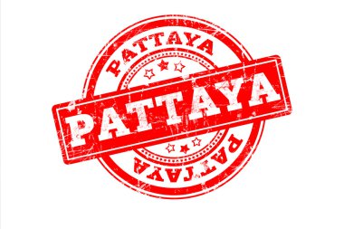 Pattaya yazıt üzerinde beyaz izole kırmızı pul