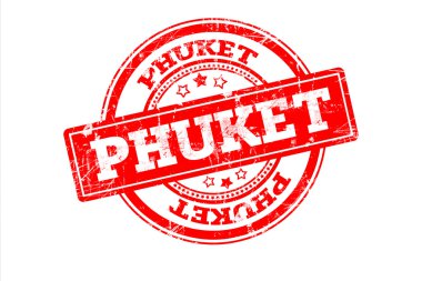 Phuket yazıt üzerinde beyaz izole kırmızı pul