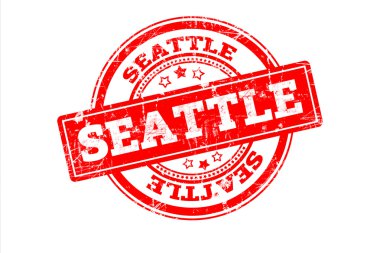 beyaz üzerinde izole Seattle yazıt ile kırmızı damga