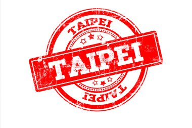 beyaz üzerinde izole Taipei yazıt ile kırmızı damga