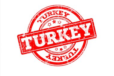 beyaz üzerinde izole Türkiye yazıt ile kırmızı damga