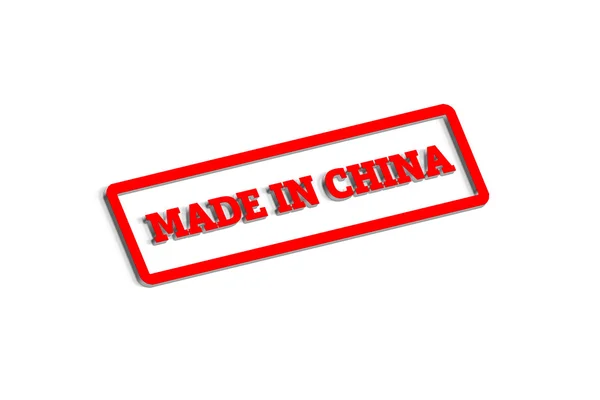 Carimbo Vermelho Com Feito Inscrição China Isolado Branco — Fotografia de Stock