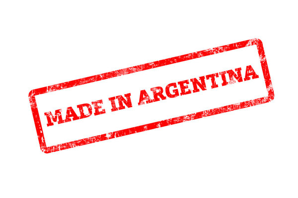 red stamp with made in ARGENTINA inscription isolated on white