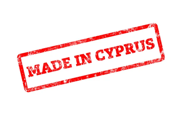 Κόκκινη Σφραγίδα Κατασκευασμένο Στην Κυπριακή Επιγραφή Απομονωμένη Λευκό — Φωτογραφία Αρχείου