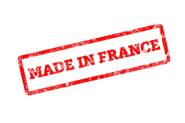 Červené Razítko Vyrobené Francii Nápis Izolované Bílém — Stock fotografie