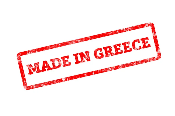 Κόκκινη Σφραγίδα Φτιαγμένο Στην Ελλάδα Επιγραφή Απομονωμένη Λευκό — Φωτογραφία Αρχείου