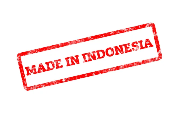 Κοκκινη Σφραγιδα Έκανε Στην Ινδονησία Επιγραφή Που Απομονώνονται Λευκό — Φωτογραφία Αρχείου