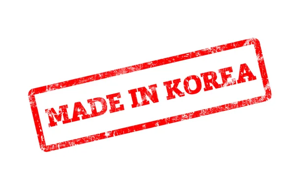 Rode Stempel Met Gemaakt Korea Inscriptie Geïsoleerd Wit — Stockfoto