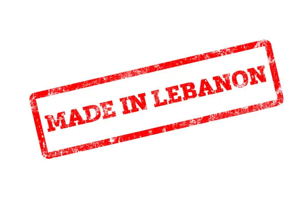 Červené Razítko Vyrobené Libanonu Nápis Izolované Bílém — Stock fotografie