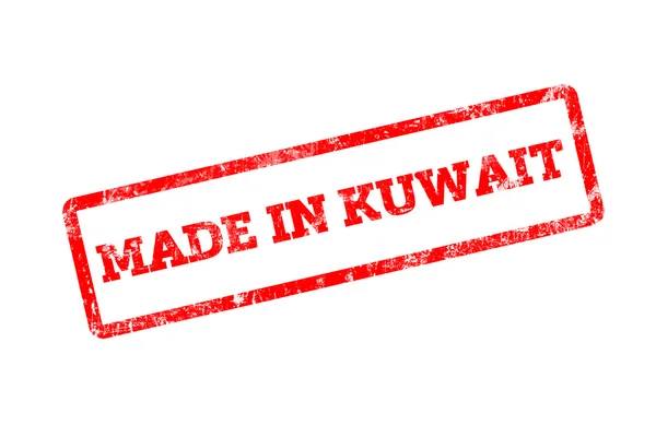 Červené Razítko Vyrobené Kuvajtu Nápis Izolované Bílém — Stock fotografie