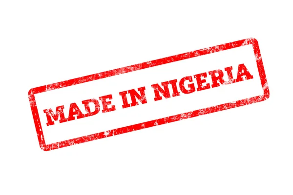 Rode Stempel Met Gemaakt Nigeria Inscriptie Geïsoleerd Wit — Stockfoto