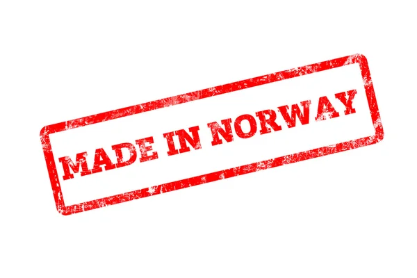 Sello Rojo Con Inscripción Hecha Noruega Aislada Blanco — Foto de Stock