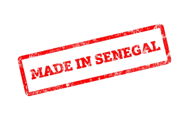 Carimbo Vermelho Com Feito Inscrição Senegal Isolado Branco — Fotografia de Stock