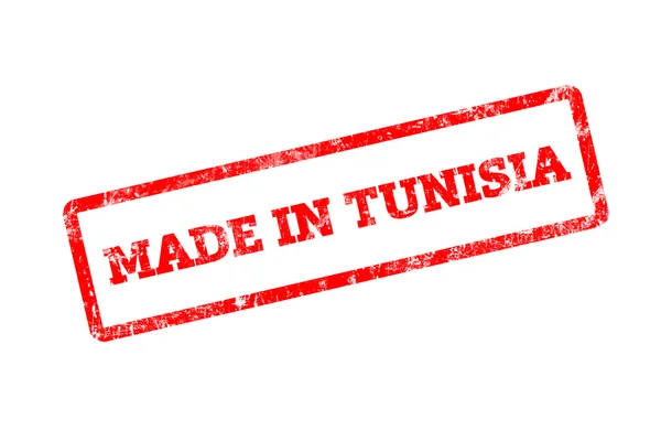 Carimbo Vermelho Com Feito Inscrição Tunisia Isolado Branco — Fotografia de Stock