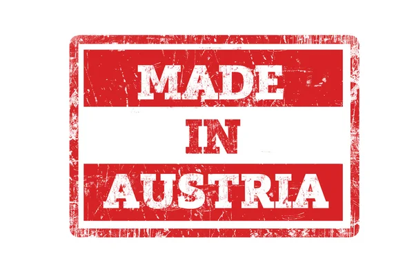 Red Stamp Made Austria Inscription Isolated White — Stock Photo, Image