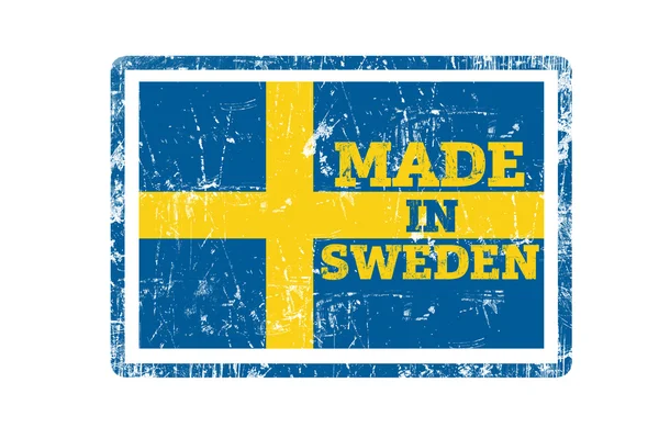 Red Stamp Made Sweden Inscription Isolated White — Stock Photo, Image