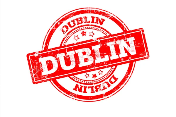 Dublin yazıt üzerinde beyaz izole kırmızı pul
