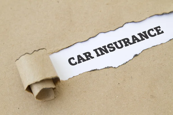 Car Insurance Inscrição Dentro Buraco Papelão — Fotografia de Stock