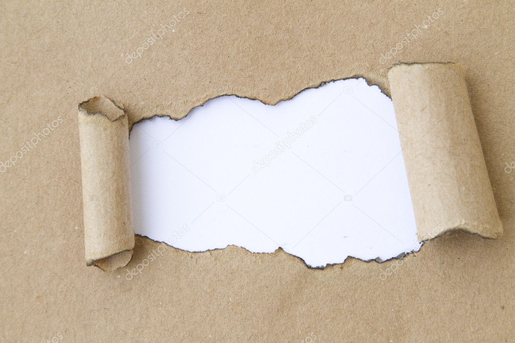 copy space on white hole in cardboard