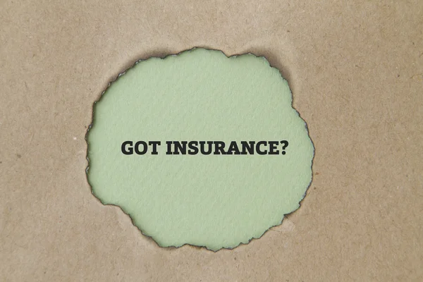 Inscripția Got Insurance Interiorul Găurii Din Carton — Fotografie, imagine de stoc