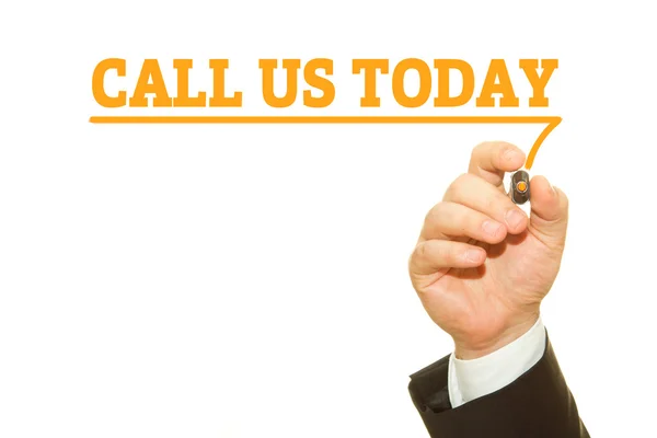 Çağrı bize bugün bir marker ile şeffaf silme tahtaya yazma el.