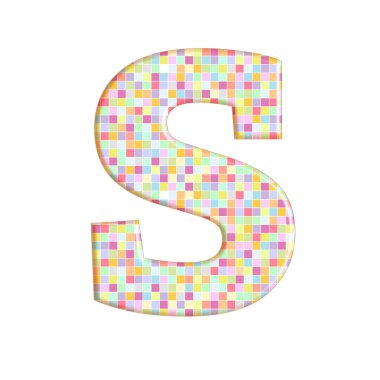 beyaz üzerinde izole renkli pikselli harf S