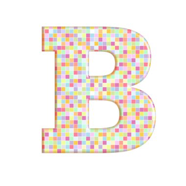 renkli pikselli harfi B beyaz izole