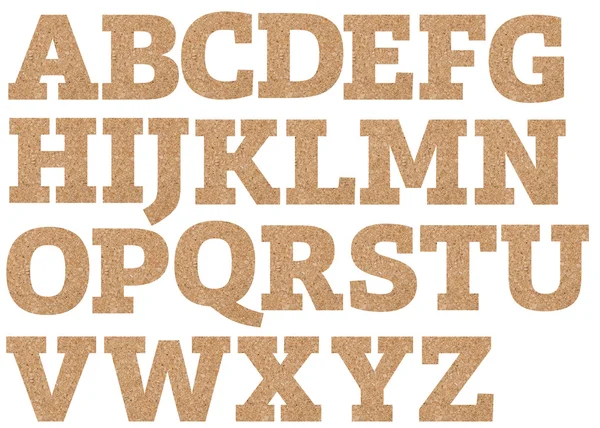 Gesneden Kurk Alfabet Letters Geïsoleerd Wit — Stockfoto