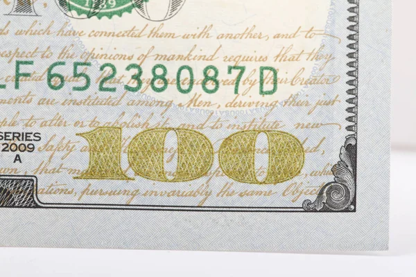 Macro gros plan sur le billet en dollar américain . — Photo