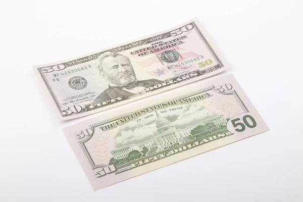 Dollar Bills Isolated White Background — Stock Photo, Image