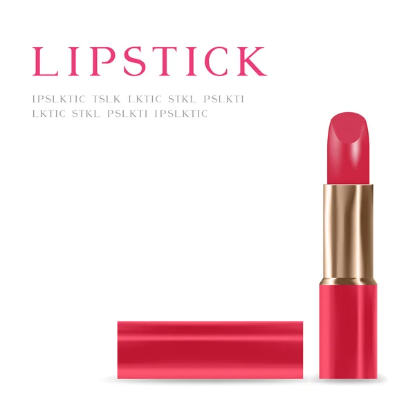 Lippenstift rosa Farbe und Lippenstift Text — Stockvektor