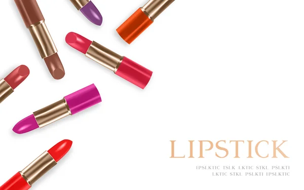 Lippenstift Farbset und Lippenstift Text — Stockvektor