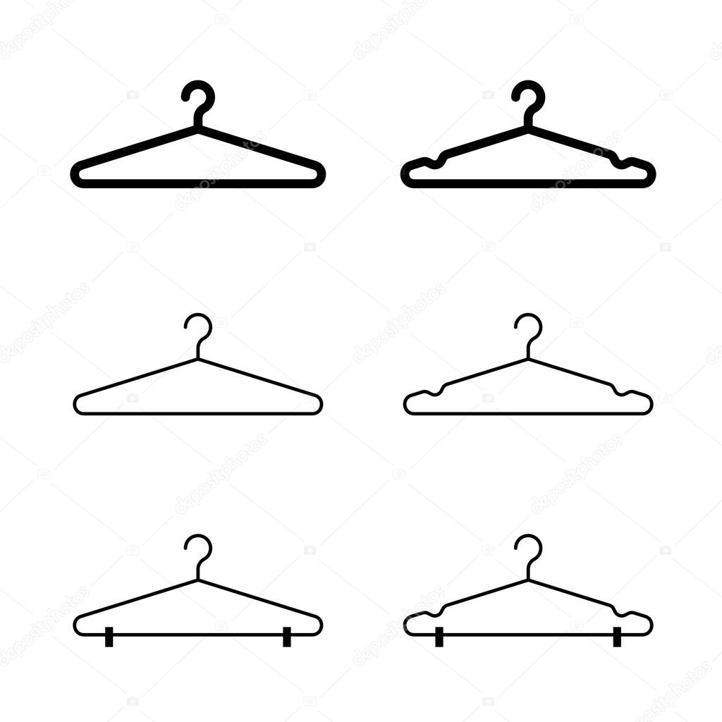 Clothes hanger silhouette icon set black color